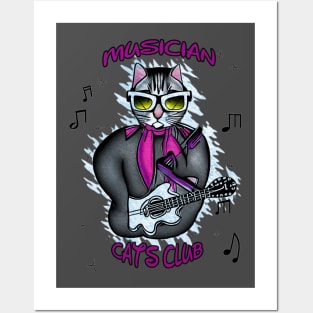 Street musician cat / Musician Cats Club Posters and Art